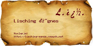 Lisching Ágnes névjegykártya